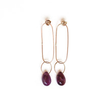 Load image into Gallery viewer, Purple Fluorite Ellipse Earrings