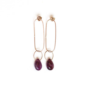 Purple Fluorite Ellipse Earrings