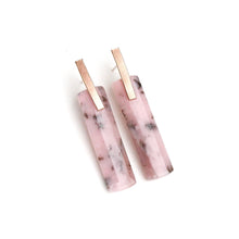 Load image into Gallery viewer, Pink Peruvian Opal Rectangle Bar Studs