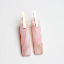 Load image into Gallery viewer, Pink Peruvian Opal Rectangle Bar Studs