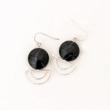 Load image into Gallery viewer, Black Agate Orbit Earrings