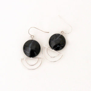 Black Agate Orbit Earrings