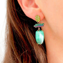 Load image into Gallery viewer, Peridot and Malachite Tier Earrings