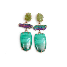 Load image into Gallery viewer, Peridot and Malachite Tier Earrings