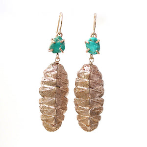Chiton Earrings with Raw Turquoise