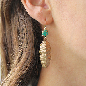 Chiton Earrings with Raw Turquoise