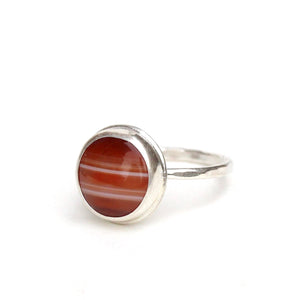 Simple Red Banded Agate Bezel Ring