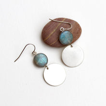 Load image into Gallery viewer, Labradorite Dot Earrings