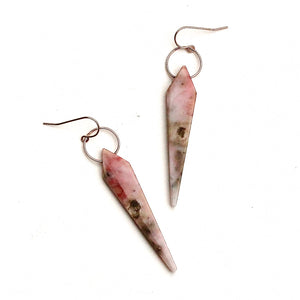 Pink Peruvian Opal Dagger Earrings