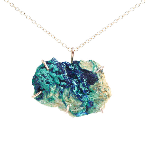 Raw Azurite and Malachite Necklace Alana Douvros Jewelry