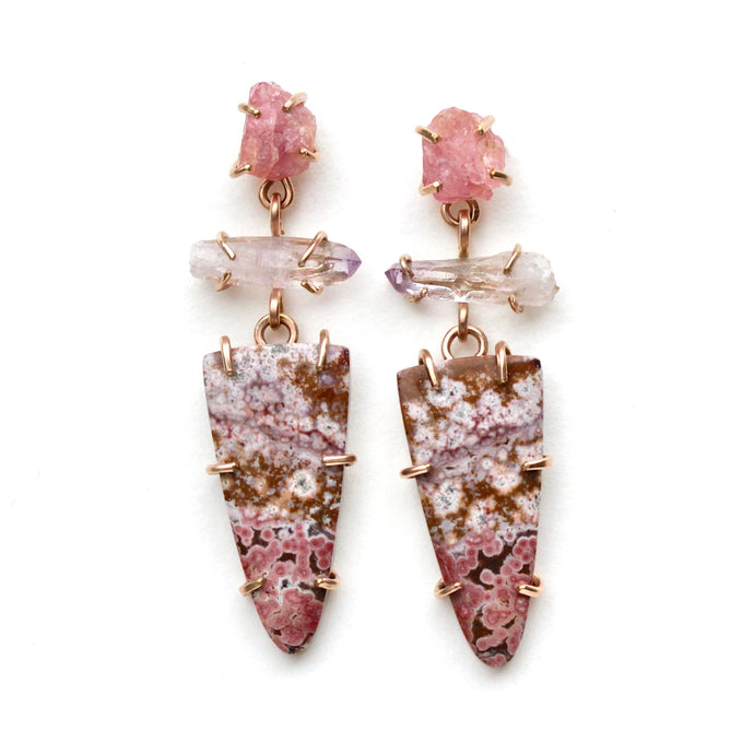 Ocean Jasper and Spinel Tier Earrings