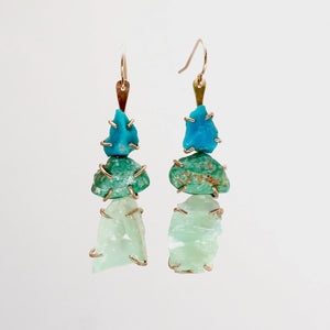 Turquoise and Green Calcite Ladder Earrings
