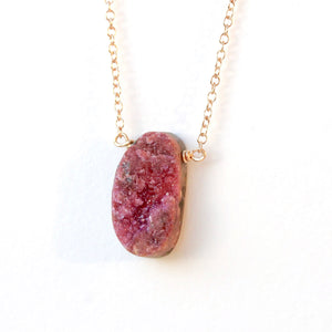 Cobalto Pink Calcite Druzy Necklace