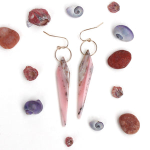 Pink Peruvian Opal Dagger Earrings