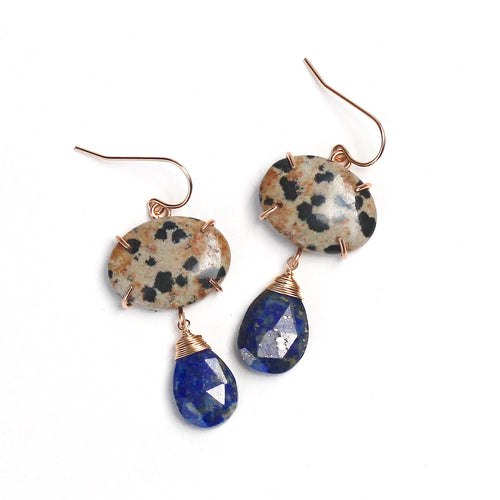 Dalmatian Jasper and Lapis Lazuli Earring