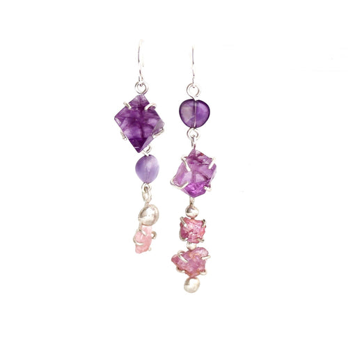 Fanciful Pink Tourmaline and Fluorite Earrings Alana Douvros Jewelry