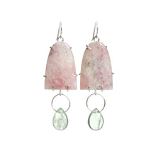 Load image into Gallery viewer, Pink Tourmaline and Fluorite Dome Earrings