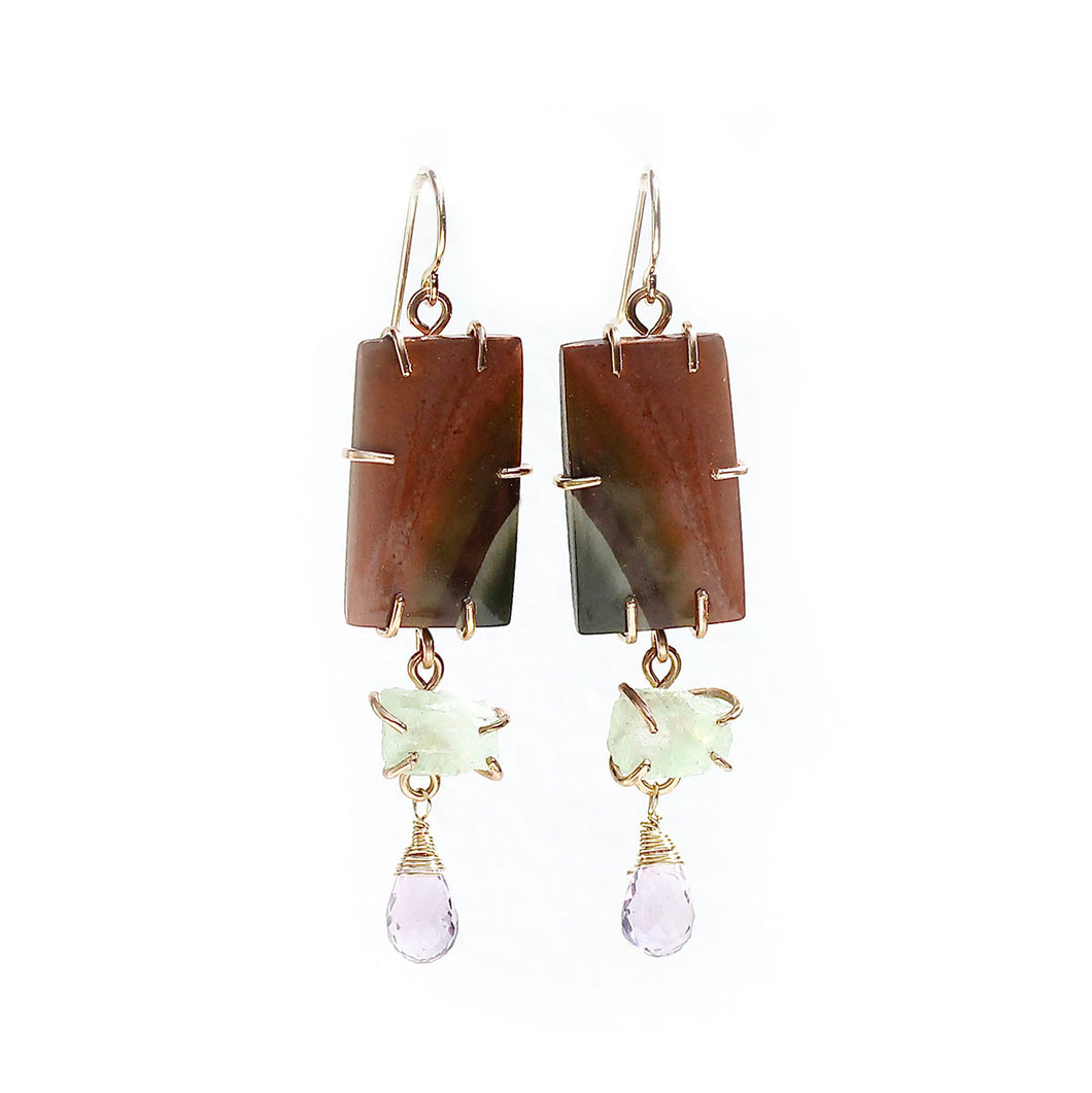 Wave Rhyolite Triple Tier Earrings