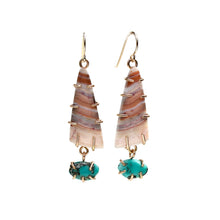 Load image into Gallery viewer, Crazy Lace Agate and Turquoise Pebble Earrings