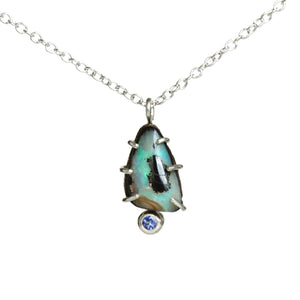 Australian Boulder Opal and Tanzanite Necklace