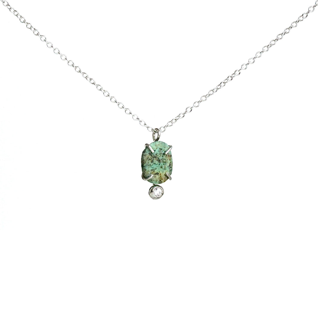 Fanciful Chrysoprase with Sapphire Necklace