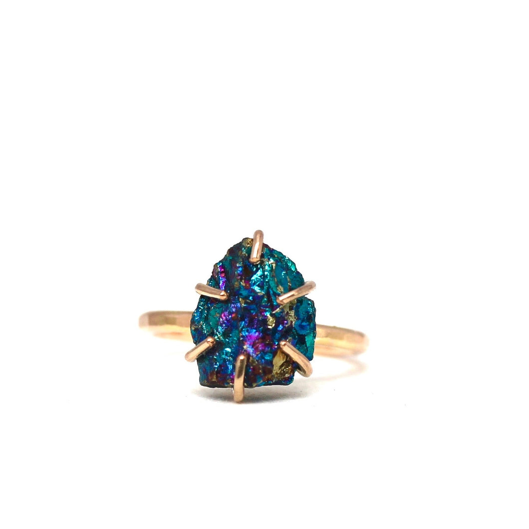 Raw Peacock Pyrite Stacker Ring Alana Douvros Jewelry
